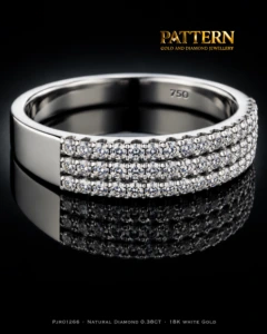 Trilogy Three-Row Natural Diamond Band in 18K White Gold — image 2