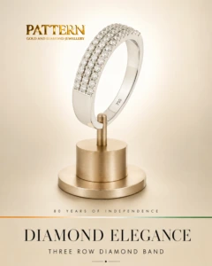 Trilogy Three-Row Natural Diamond Band in 18K White Gold — image 5