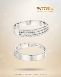 Trilogy Three-Row Natural Diamond Band in 18K White Gold — image 6